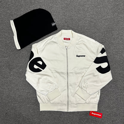 Supreme Satin Appliqué Zip Up Hooded Sweatshirt
