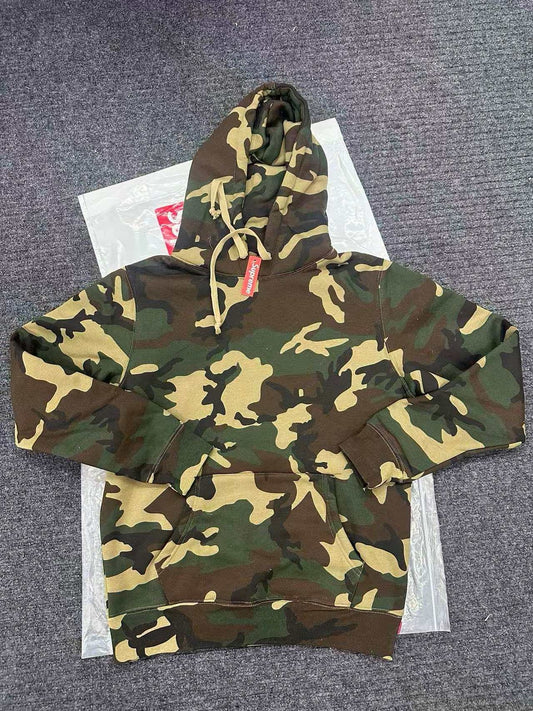 Supreme Satin Appliqué Hooded Sweatshirt in Woodland Camo