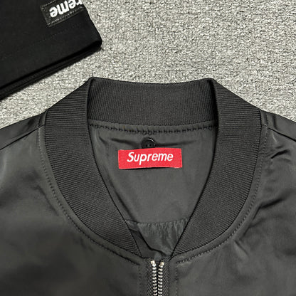 Supreme Satin Appliqué Zip Up Hooded Sweatshirt