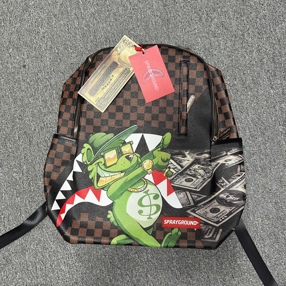 Sprayground "Shark Central" Saffiano Checkered Backpack