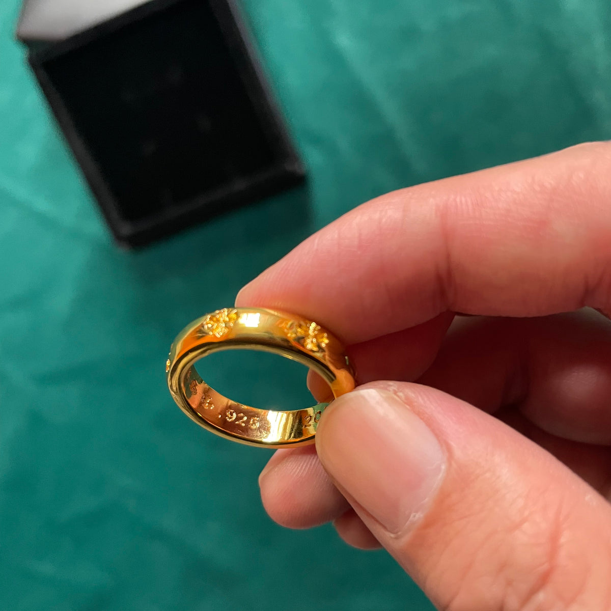 Chrome Hearts 22K Gold Negative CH Cross Band Ring