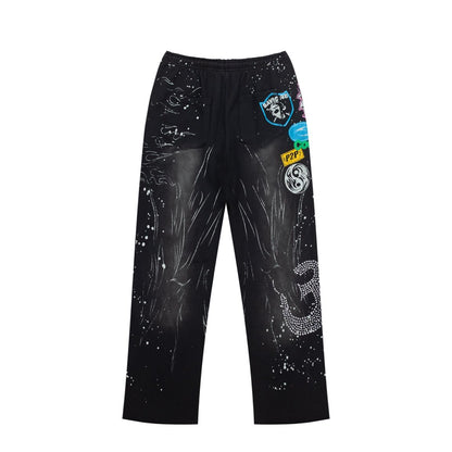 Hellstar Records "Splatter Multi-Patch" Sweatpants