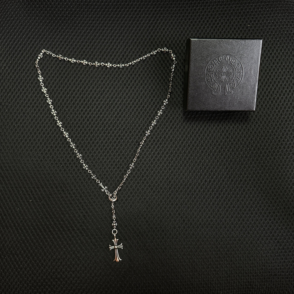 Chrome Hearts Cross Ball Rosary Necklace