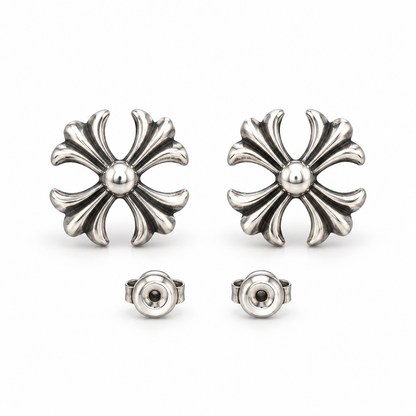 Chrome Hearts Cross Cut Out Stud Earrings