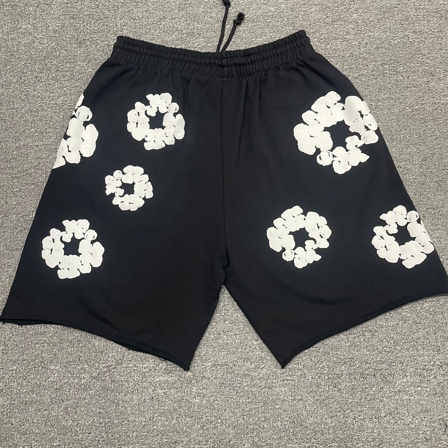 Denim Tears Cotton Wreath Sweatshorts Black front view