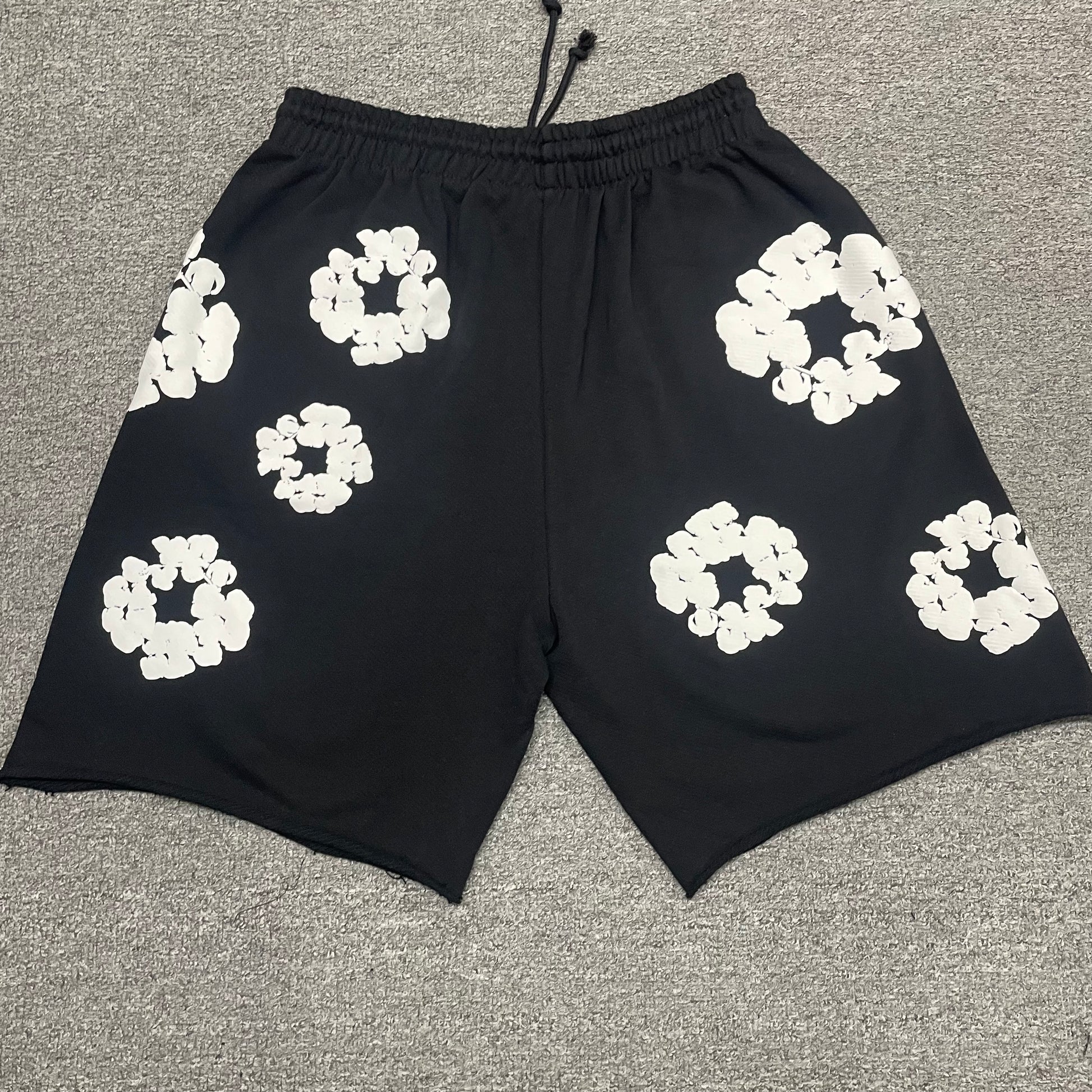 Denim Tears Cotton Wreath Sweatshorts Black front view