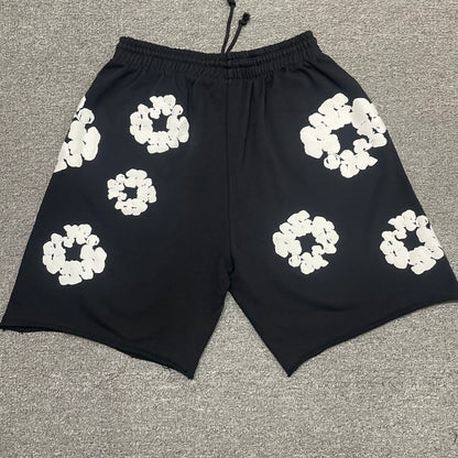 Denim Tears Cotton Wreath Sweatshorts Black front view