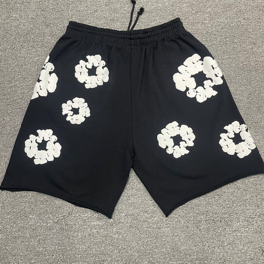 Denim Tears Cotton Wreath Sweatshorts Black front view