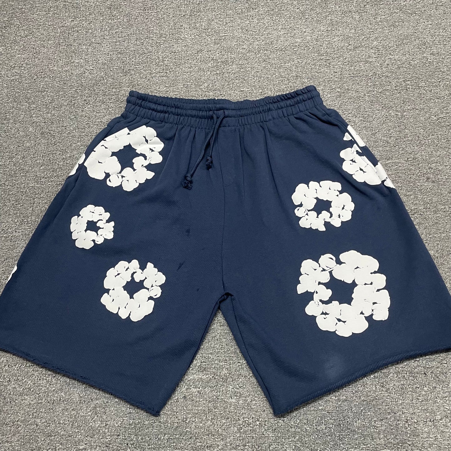Denim Tears Cotton Wreath Sweatshorts Navy front view