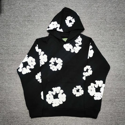 Denim Tears Cotton Wreath Hoodie Black front view