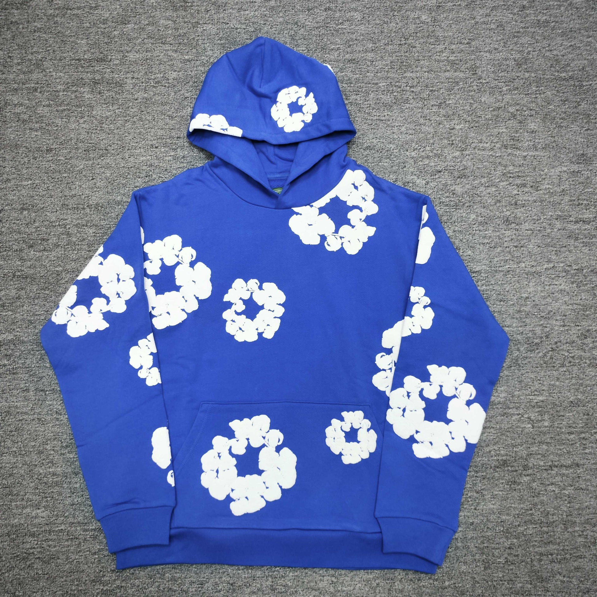 Denim Tears Cotton Wreath Hoodie Royal Blue front view