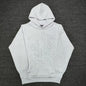 Sp5der OG Rhinestone Logo Hoodie White front view with silver crystal logo and spider web