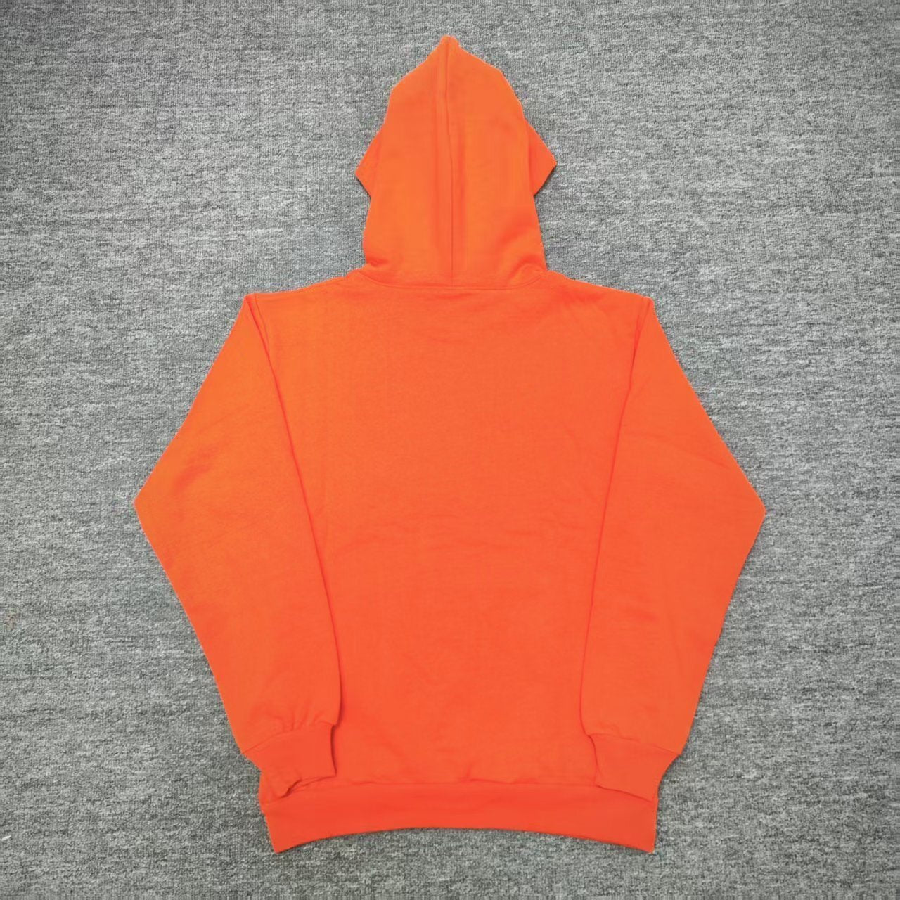 Sp5der Logo Hoodie Sweatshirt Orange back view showing the hood and pullover silhouette