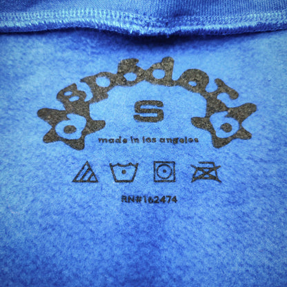 Sp5der Logo Hoodie Blue neck label and size tag detail
Sp5der Logo Hoodie Blue care label and washing instruction detail
