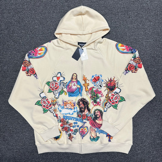 We Are Righteous "Risen King" Cropped Zip-Up Hoodie