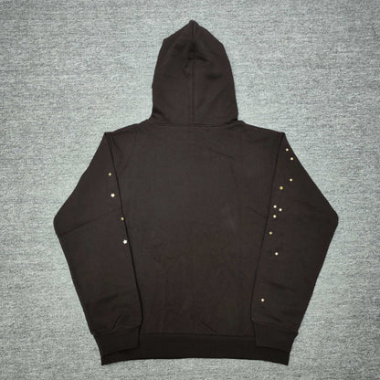 Travis Scott x Sp5der Days Before Rodeo Hoodie Brown back view with clean pullover design