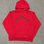 Sp5der VVS Hoodie Red front view with all-over tonal rhinestones and black chest logo