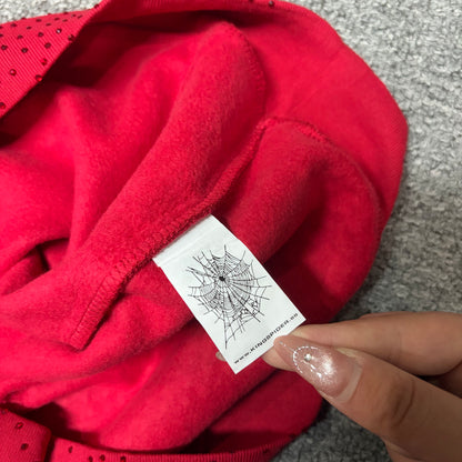 Sp5der VVS Hoodie neck label and size tag detail
Sp5der VVS Hoodie care label and washing instruction detail