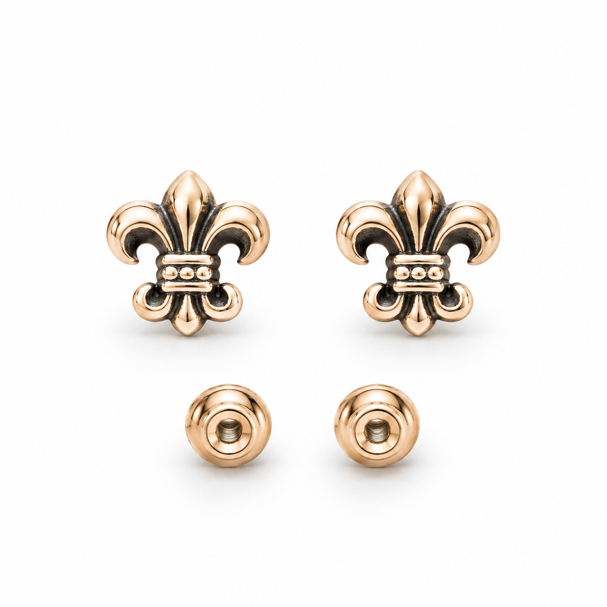 Fleur-de-Lis Screw-Back Stud Earrings