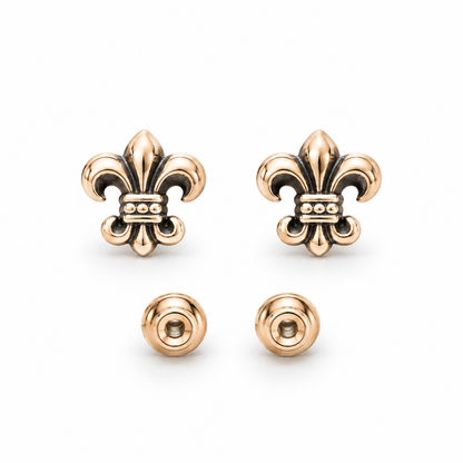 Fleur-de-Lis Screw-Back Stud Earrings