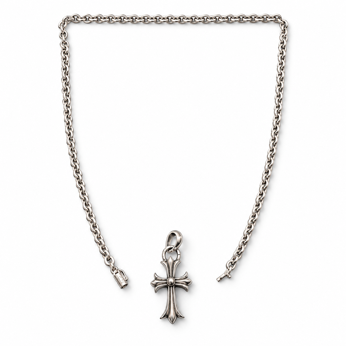 Chrome Hearts CH Cross Pendant with Paper Chain Necklace