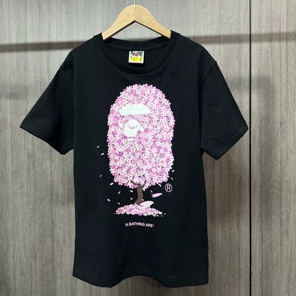 BAPE Black cherry blossom Ape Head graphic T-shirt front view