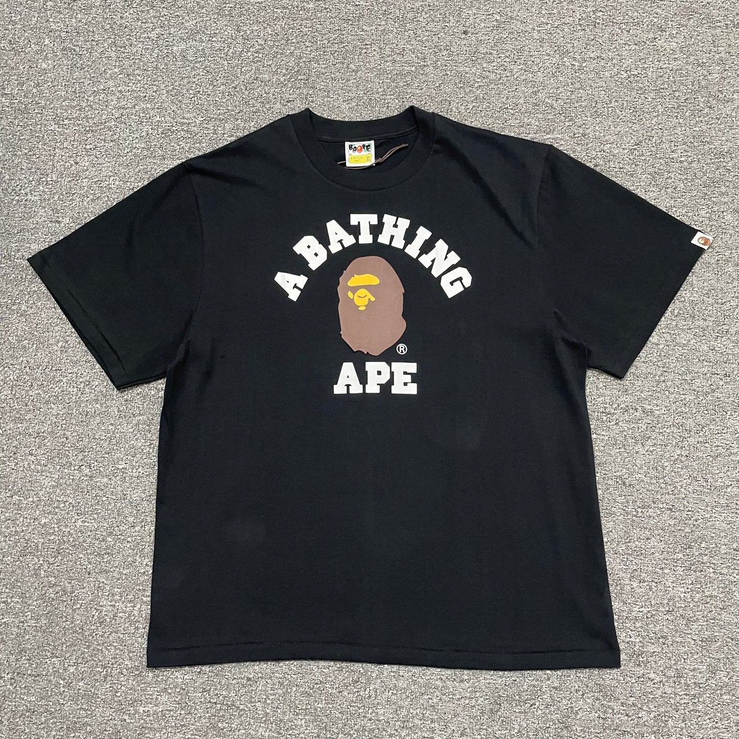 BAPE Black College Ape Head graphic T-shirt front view