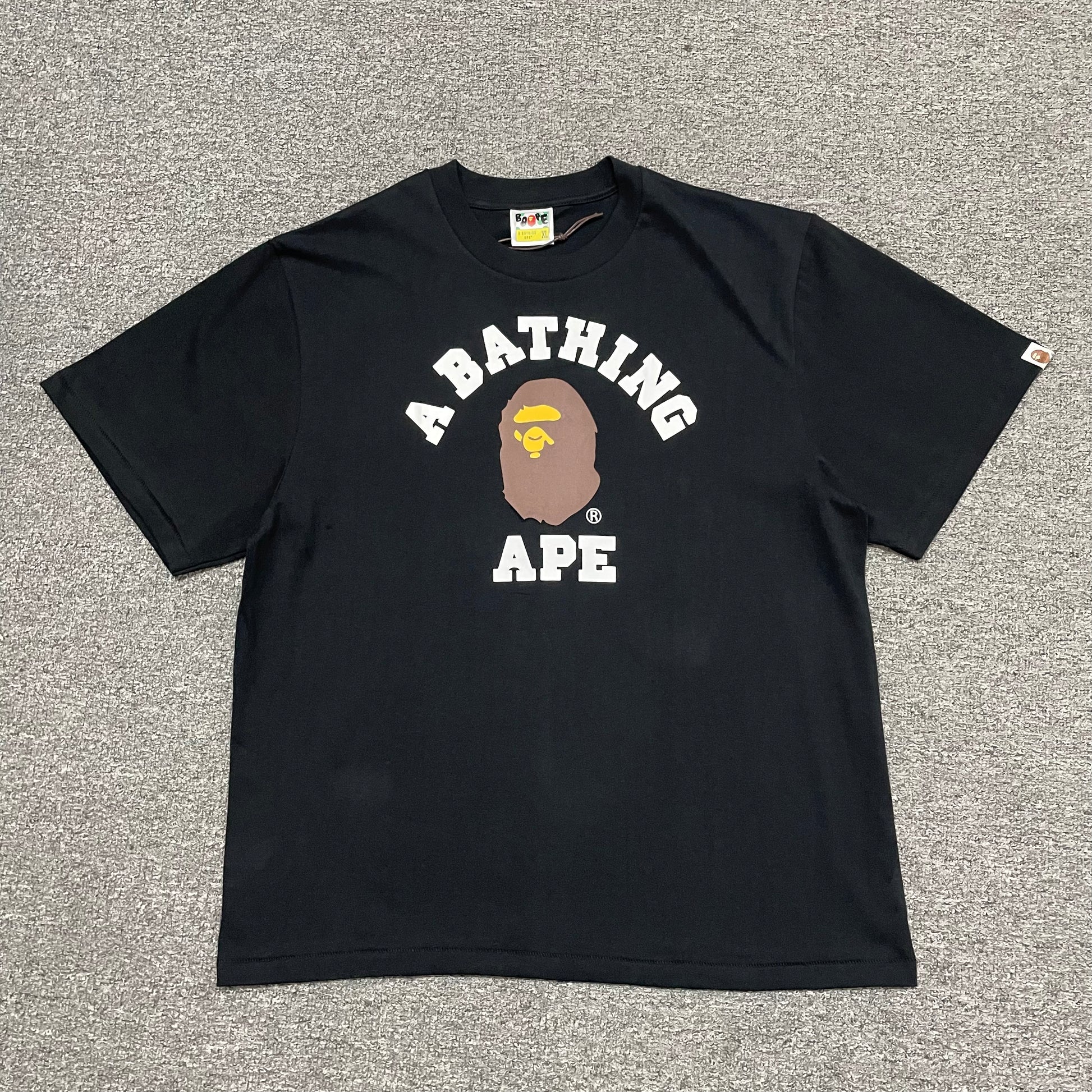 BAPE Black College Ape Head graphic T-shirt front view
