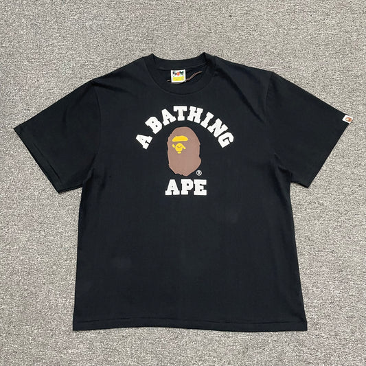 BAPE Black College Ape Head graphic T-shirt front view