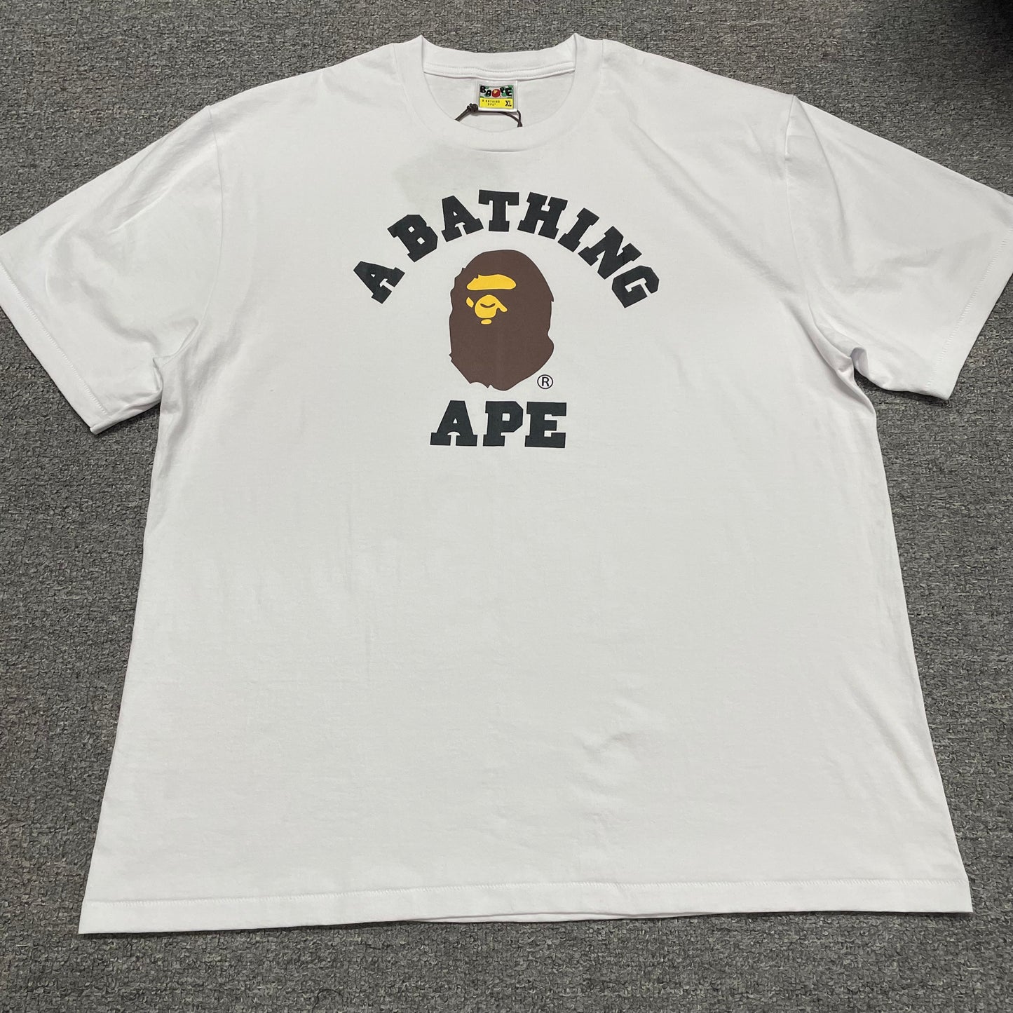 BAPE White College Ape Head graphic T-shirt front view