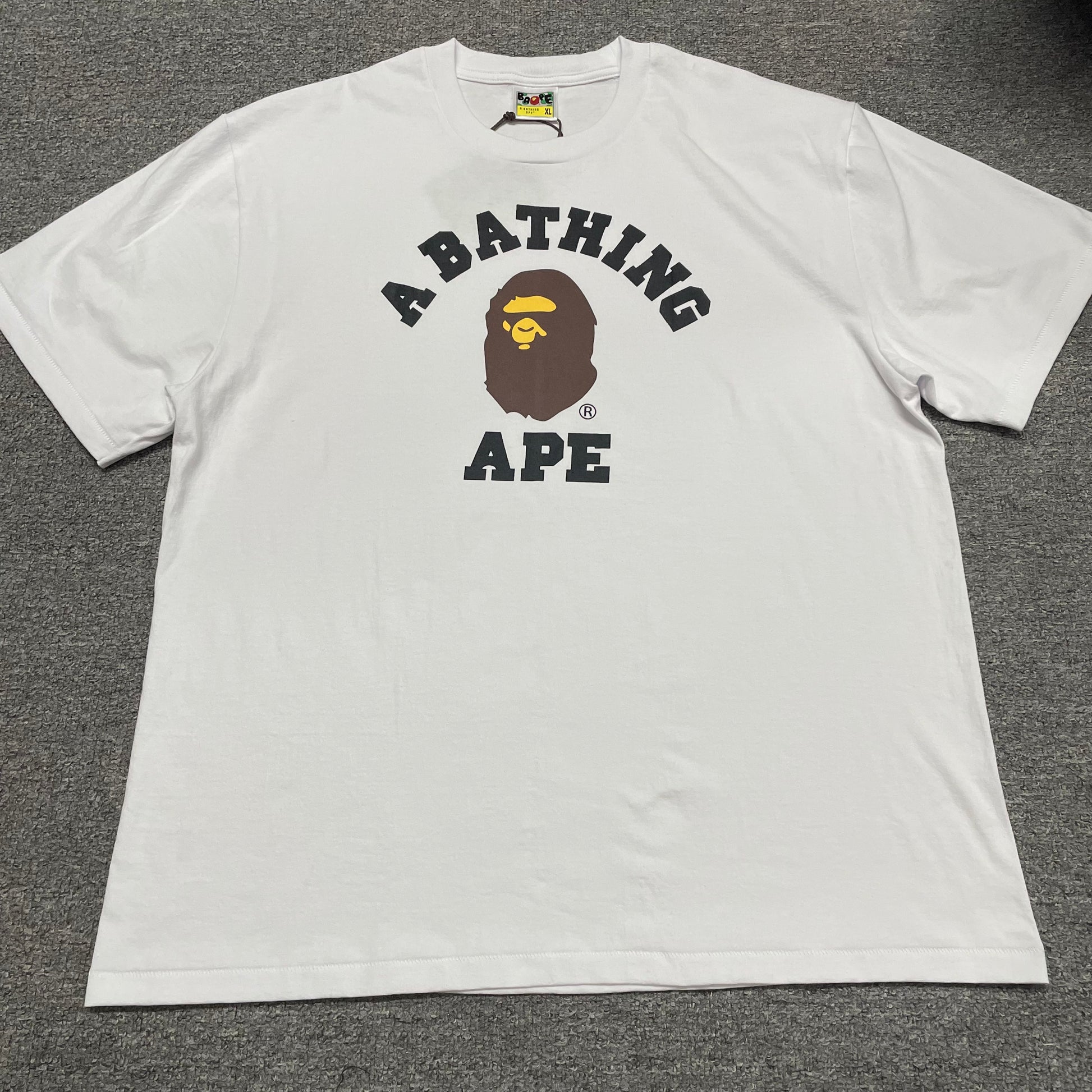 BAPE White College Ape Head graphic T-shirt front view