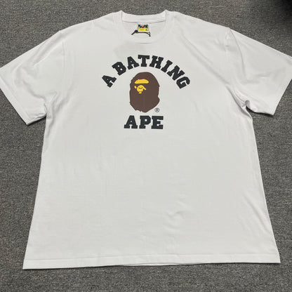 BAPE White College Ape Head graphic T-shirt front view