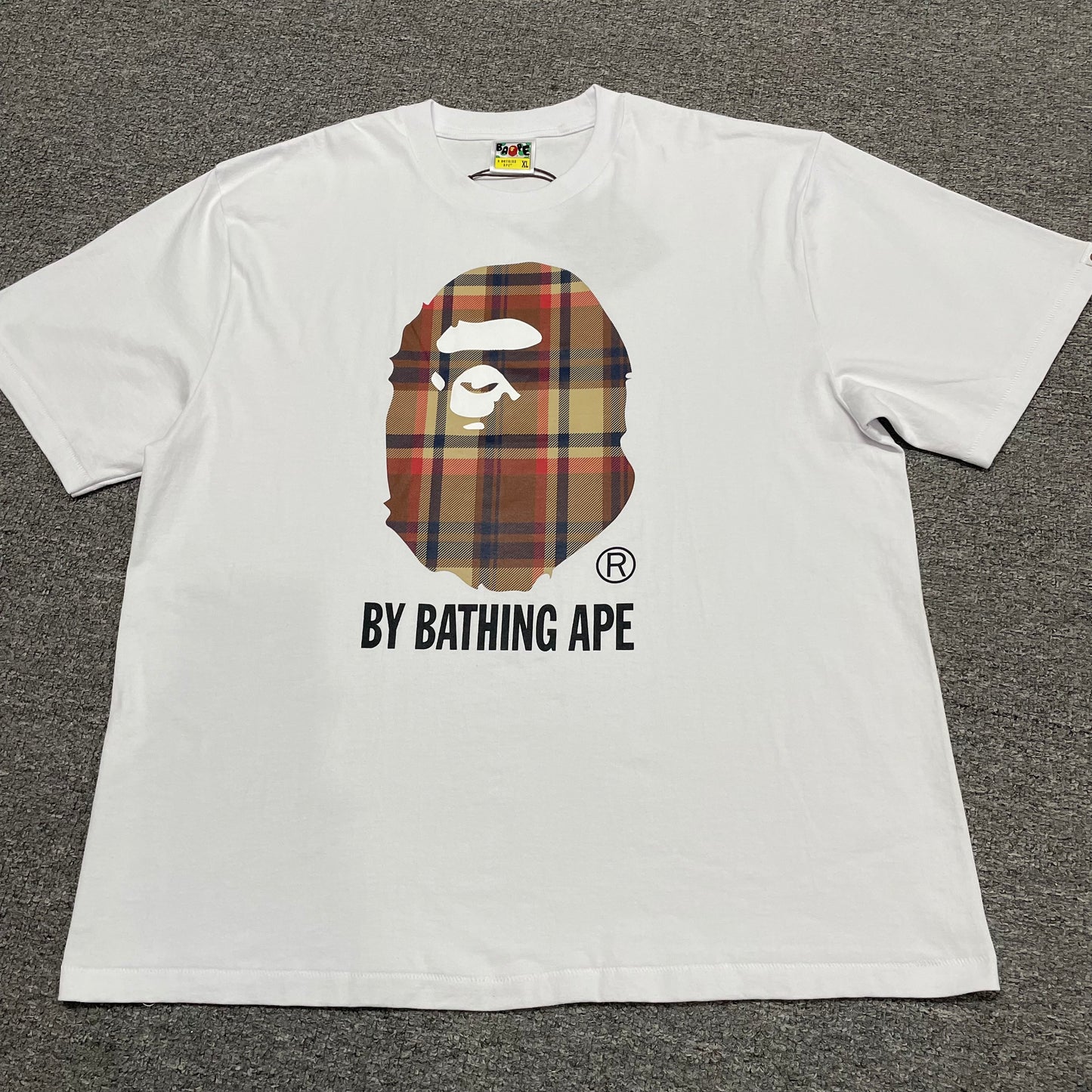BAPE White check plaid Ape Head graphic T-shirt front view