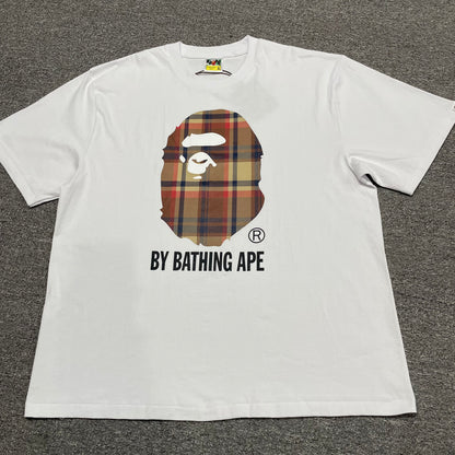 BAPE White check plaid Ape Head graphic T-shirt front view