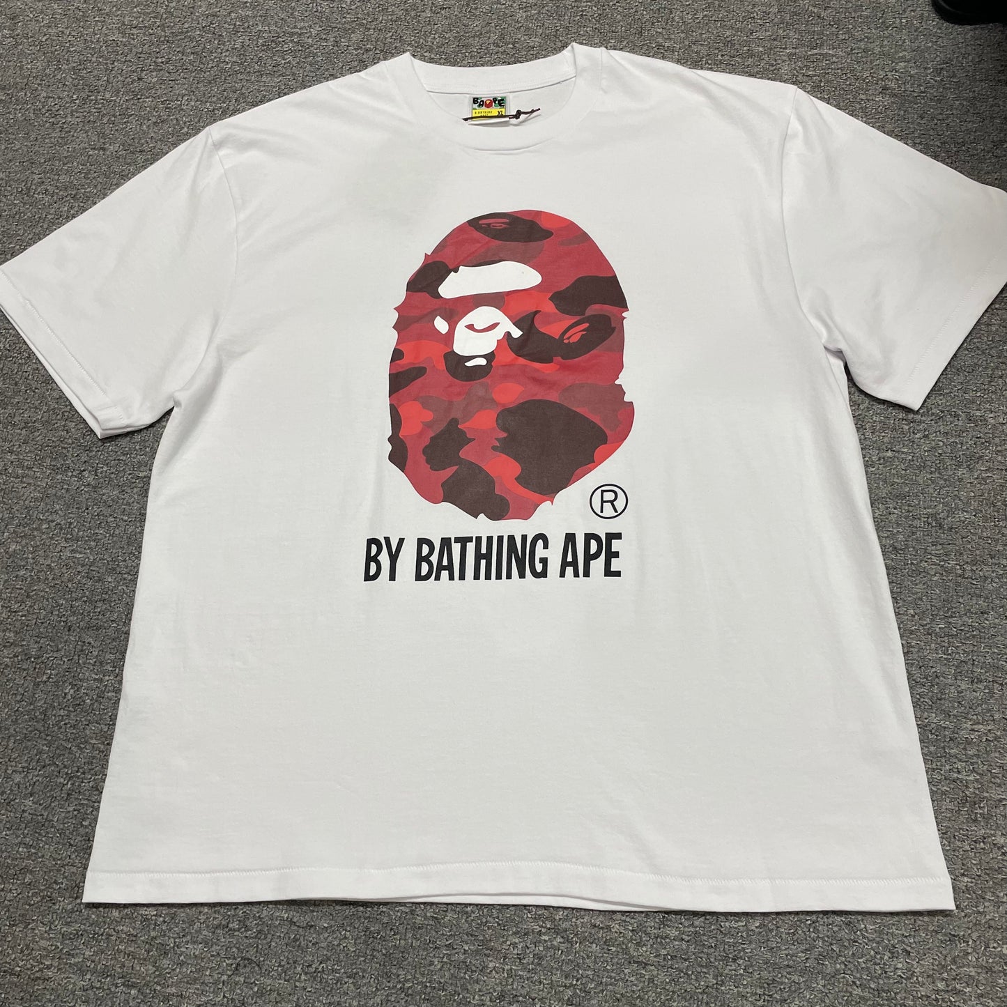 BAPE White red camo Ape Head graphic T-shirt front view