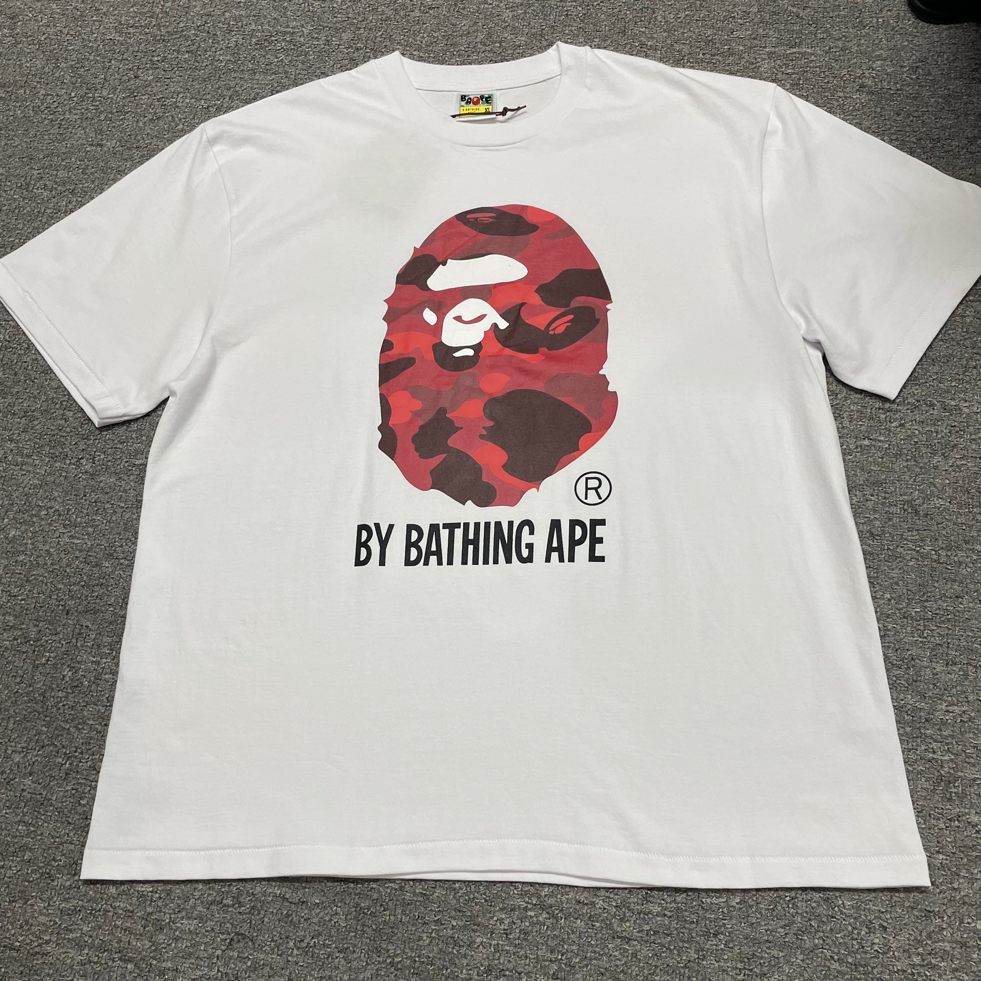 BAPE White red camo Ape Head graphic T-shirt front view