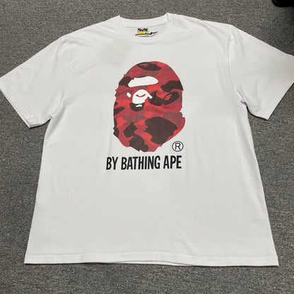 BAPE White red camo Ape Head graphic T-shirt front view