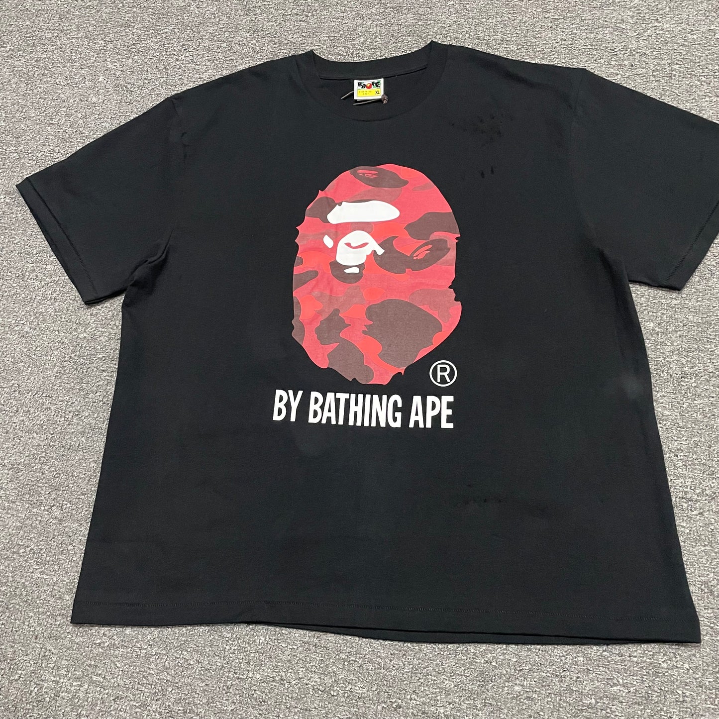 BAPE Black red camo Ape Head graphic T-shirt front view