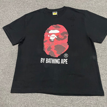 BAPE Black red camo Ape Head graphic T-shirt front view