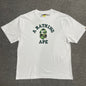 BAPE White green ABC camo College graphic T-shirt front view