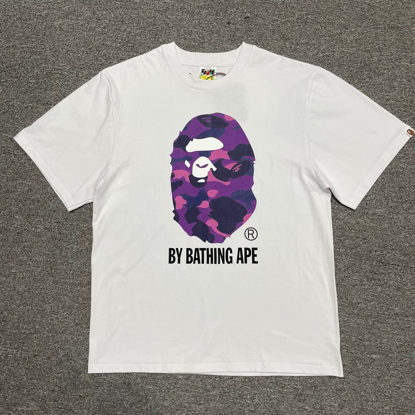 BAPE White purple camo Ape Head graphic T-shirt front view