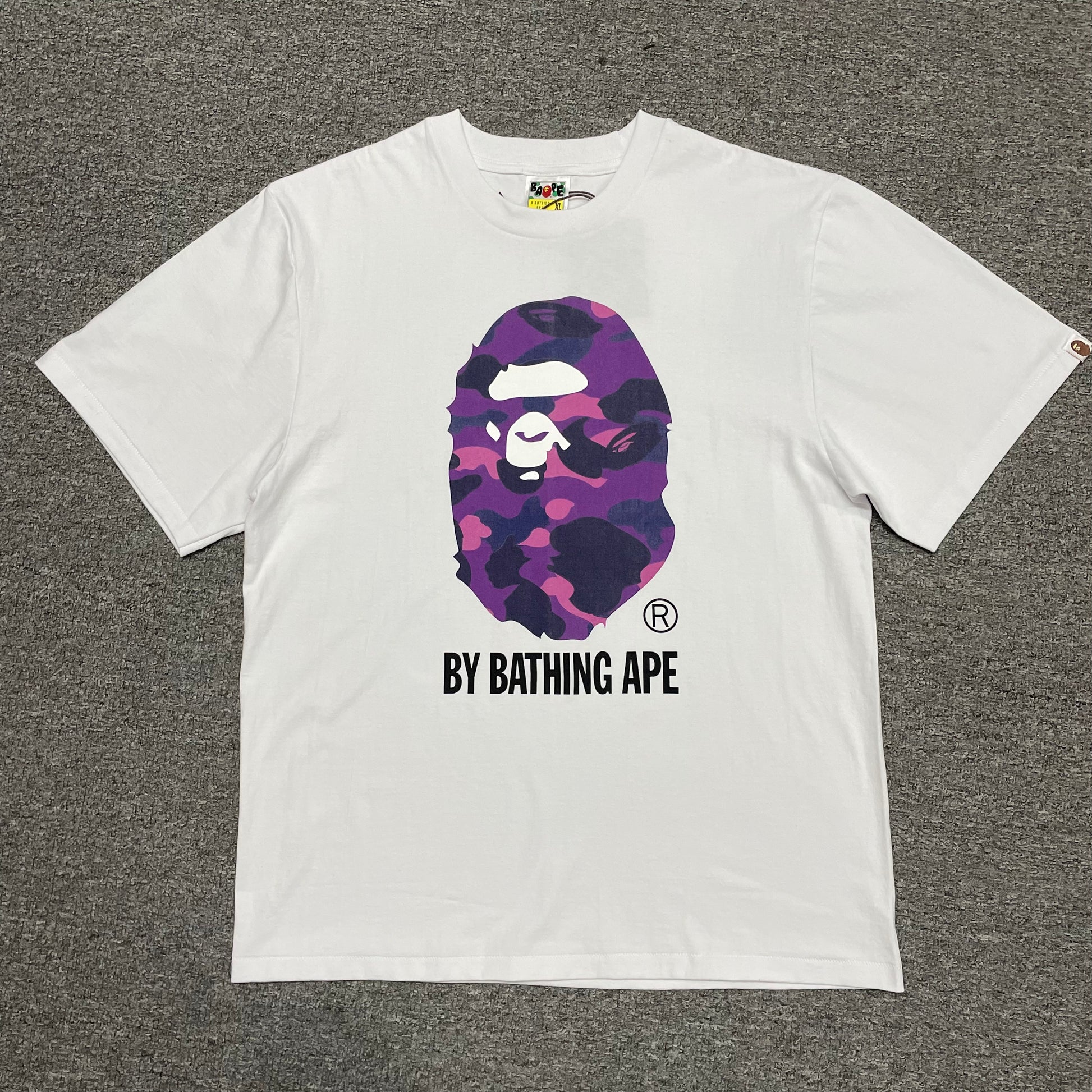 BAPE White purple camo Ape Head graphic T-shirt front view
