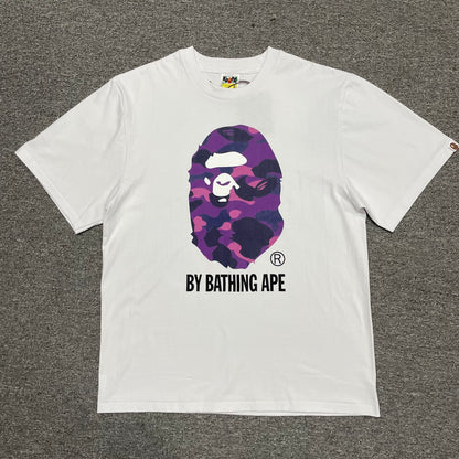 BAPE White purple camo Ape Head graphic T-shirt front view