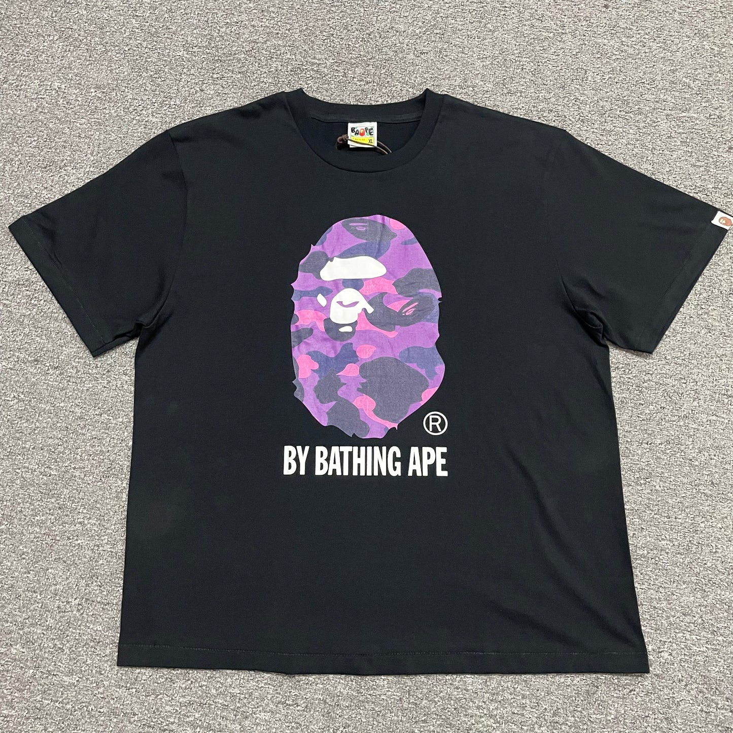 BAPE Black purple camo Ape Head graphic T-shirt front view