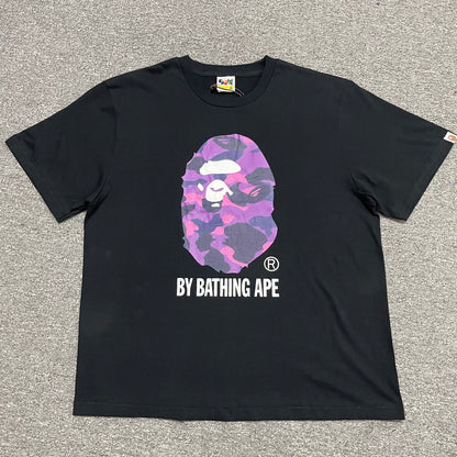 BAPE Black purple camo Ape Head graphic T-shirt front view