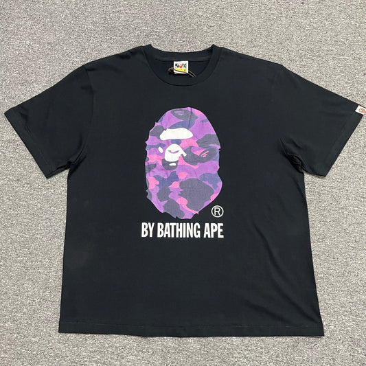 BAPE Black purple camo Ape Head graphic T-shirt front view