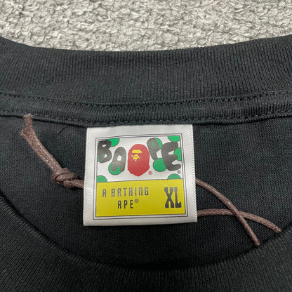 BAPE neck label detail on black ABC Camo College T-shirt
