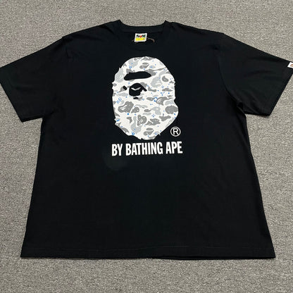 Black BAPE Space Camo Big Ape Head T-shirt front view