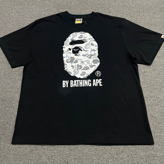 Black BAPE Space Camo Big Ape Head T-shirt front view
