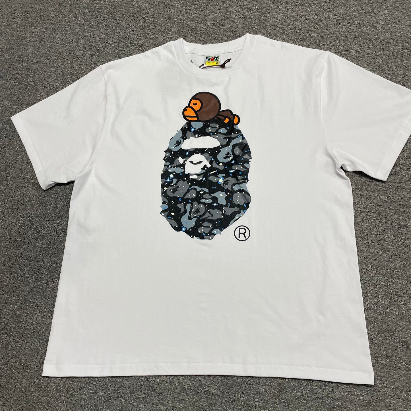 White BAPE Baby Milo Ape Head graphic T-shirt front view
